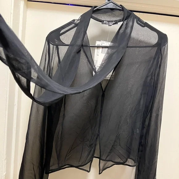 🚫SOLD🚫 Betsey Johnson Vintage Sheer Long Sleeve Blouse NWT - Picture 2 of 5